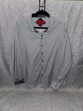 Elie Balleh Modern Fit Geometric Patterned Dress Shirt with Paisley Contrast Cuf